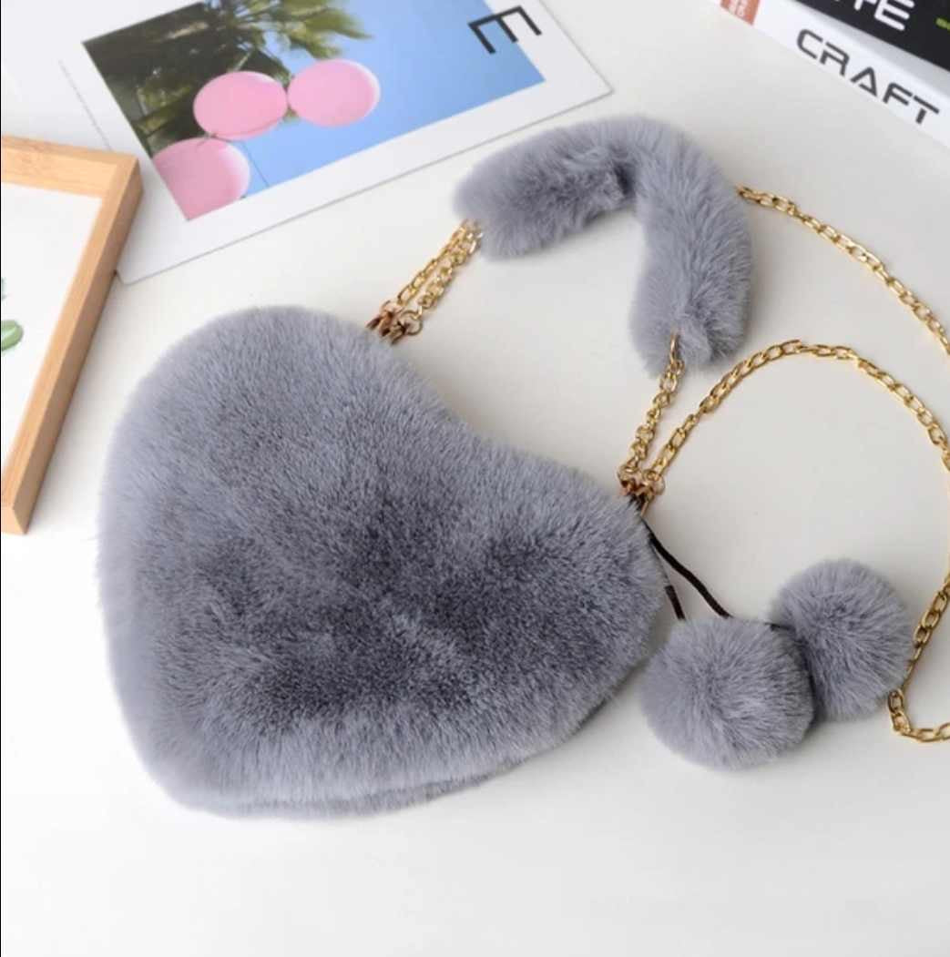 Fluffy heart bags