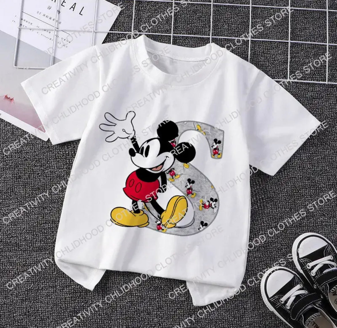 Mouse Initial T-shirt Q-W