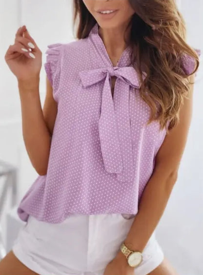 Polkadot bow front blouse