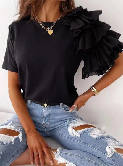 Ruffle one sleeve top