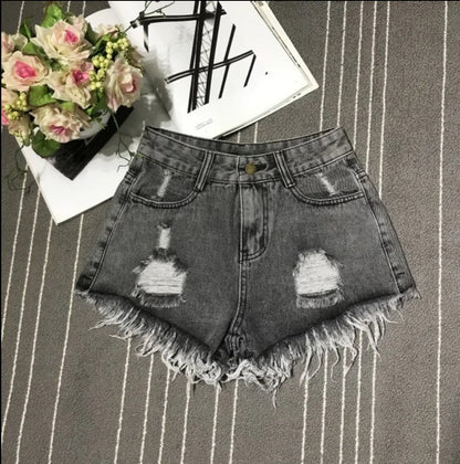 Raw edge denim shorts