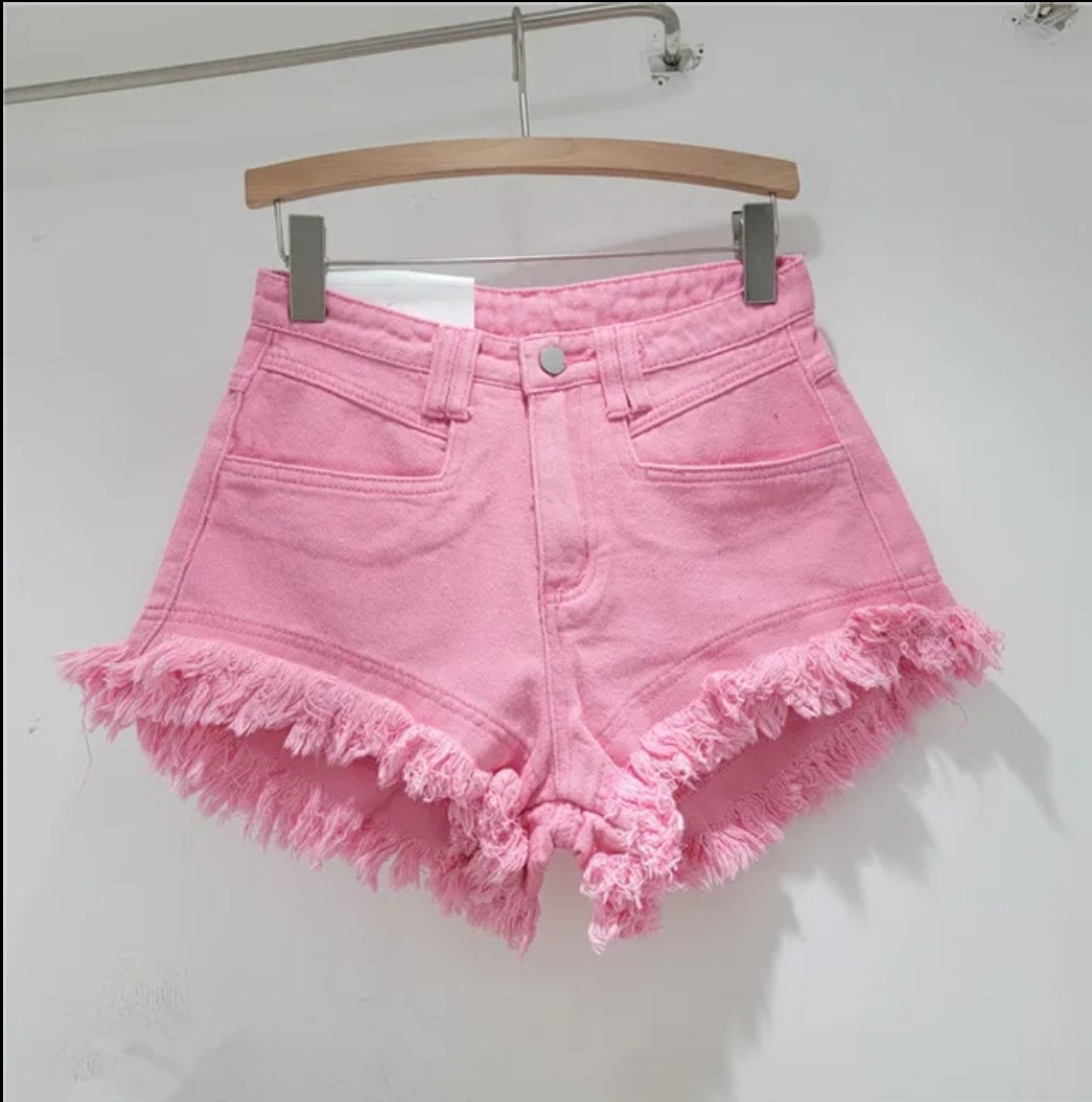 Tassle denim shorts