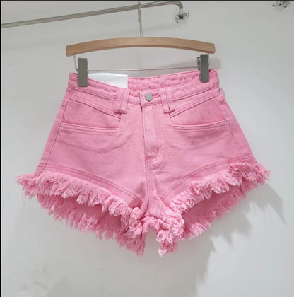 Tassle denim shorts