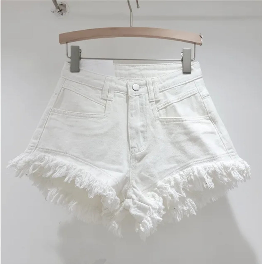 Tassle denim shorts