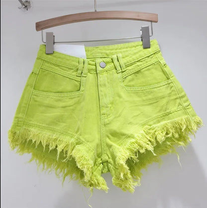 Tassle denim shorts