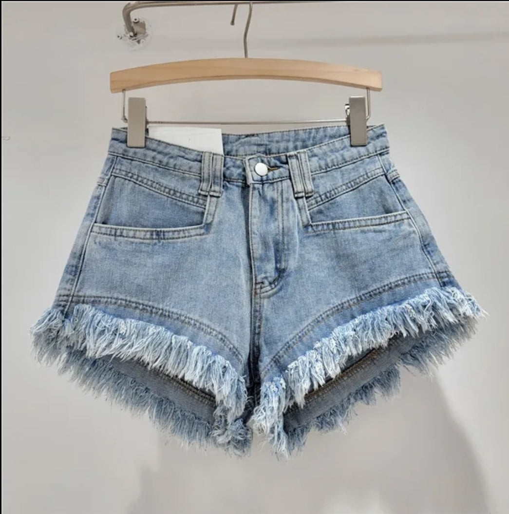 Tassle denim shorts