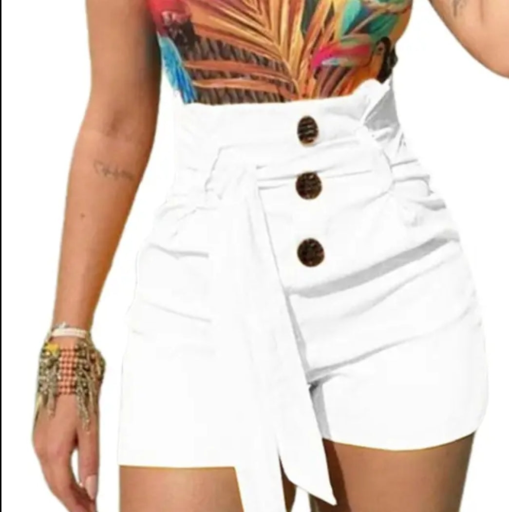 High waist button shorts