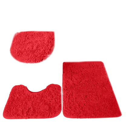 Solid colour 3pc bathroom rug set