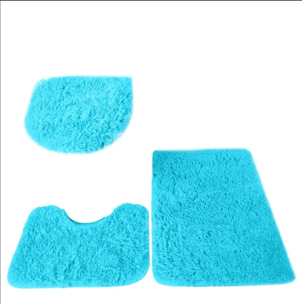 Solid colour 3pc bathroom rug set