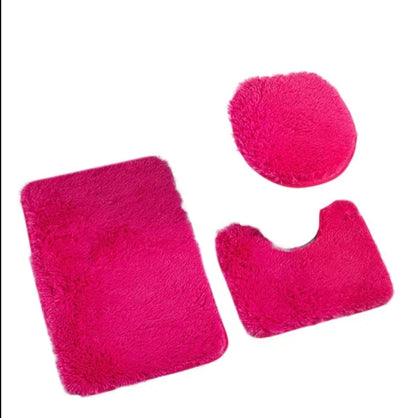 Solid colour 3pc bathroom rug set