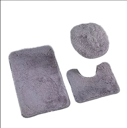 Solid colour 3pc bathroom rug set