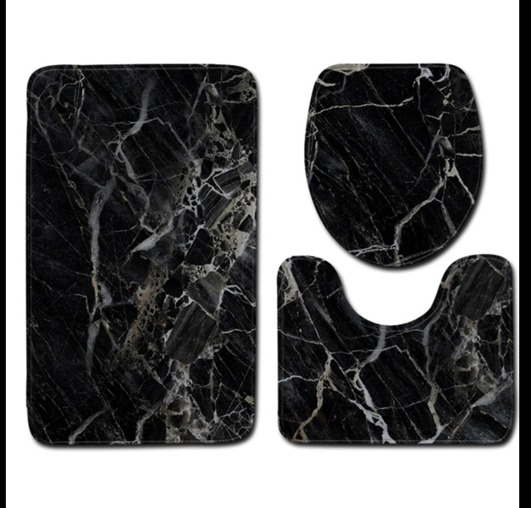 3pc marble bathroom rug sets