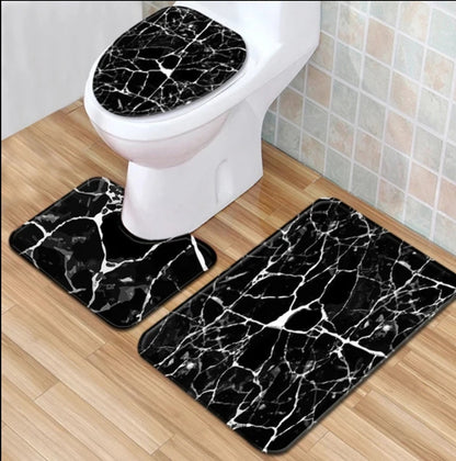 3pc marble bathroom rug sets