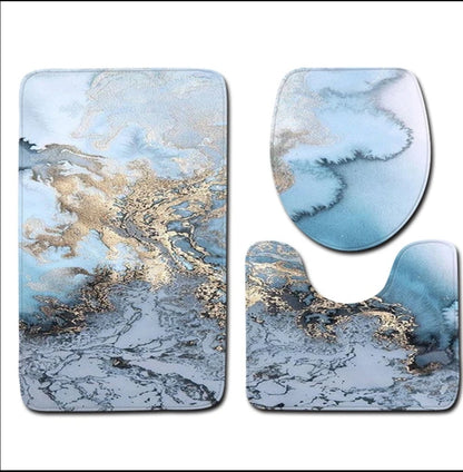 3pc marble bathroom rug sets