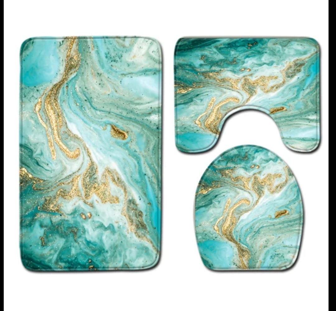 3pc marble bathroom rug sets