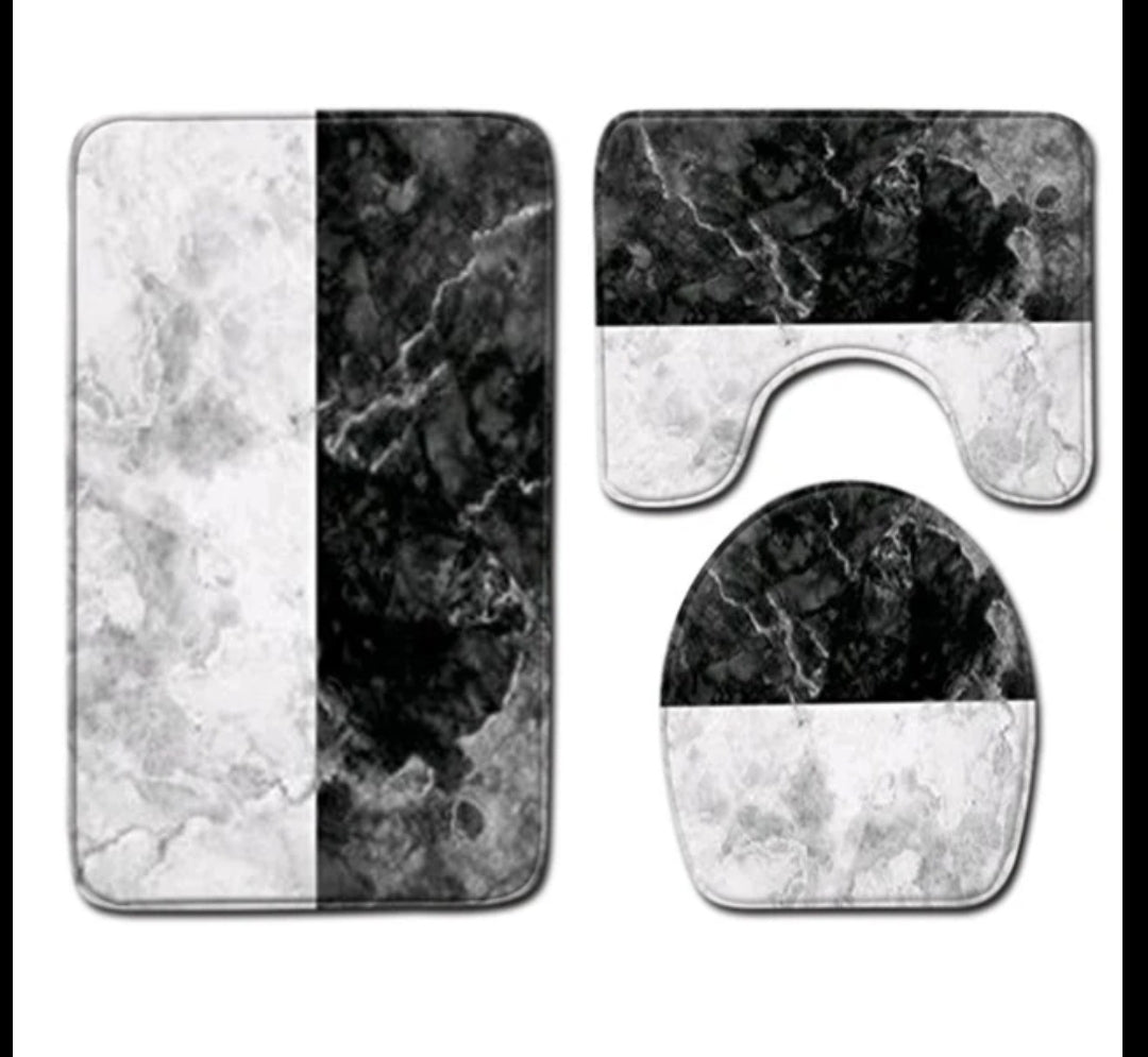 3pc marble bathroom rug sets