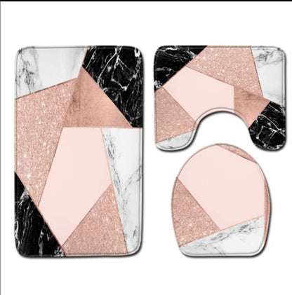 3pc marble bathroom rug sets