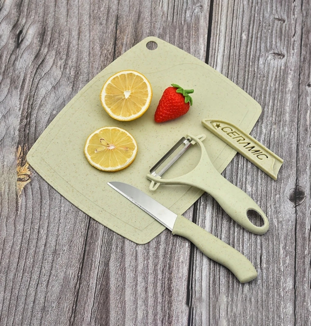 3pc set chopping board knife & peeler