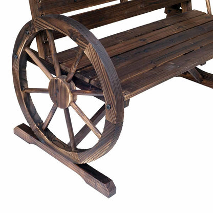 Wooden Wagon Wheel Garden Bench