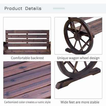 Wooden Wagon Wheel Garden Bench