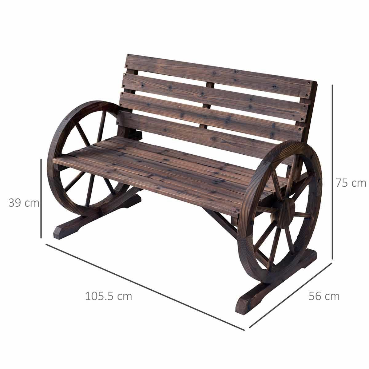 Wooden Wagon Wheel Garden Bench