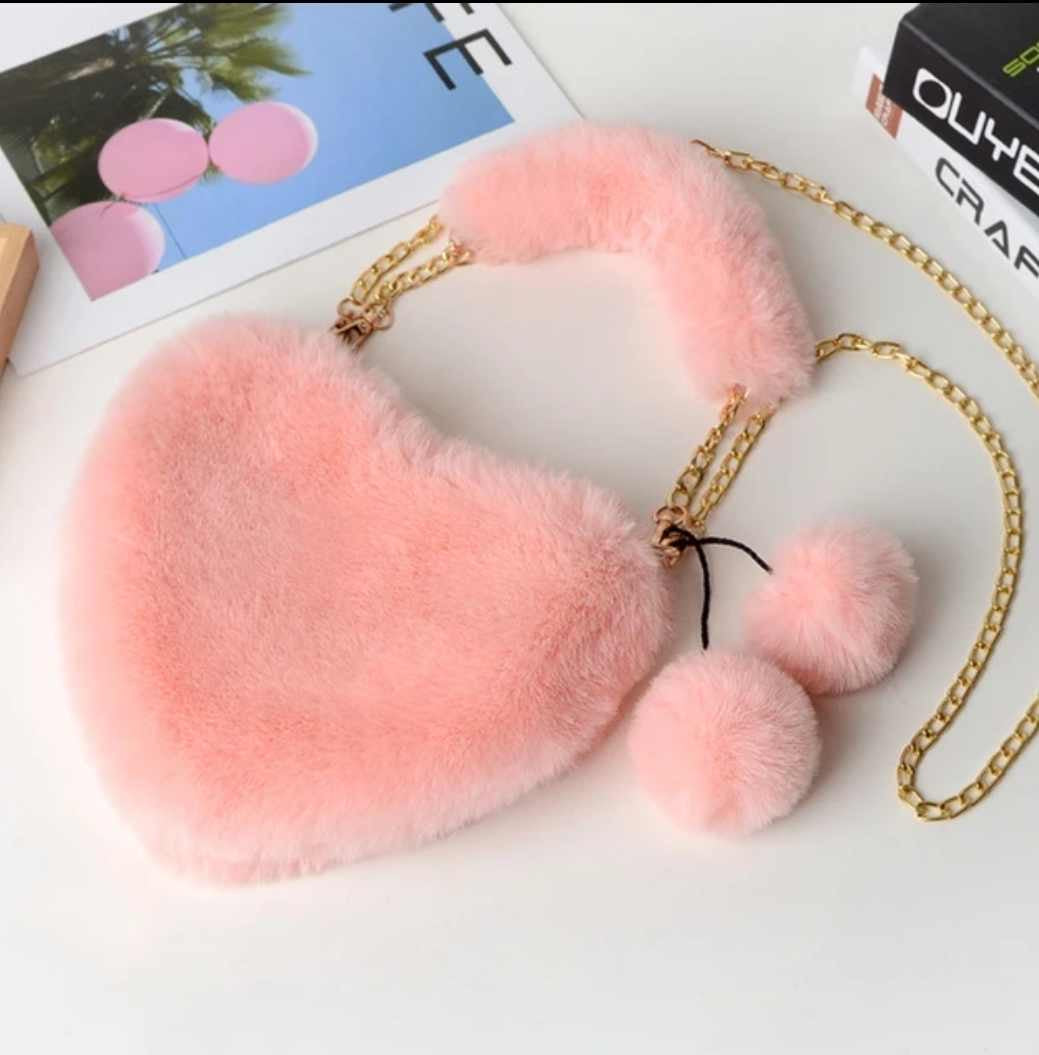 Fluffy heart bags