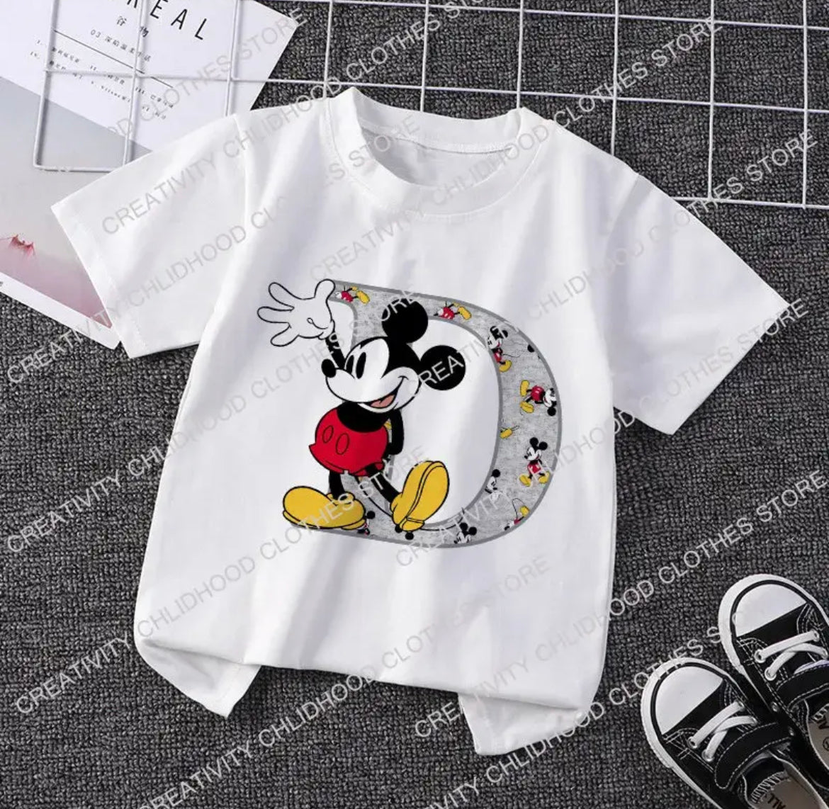 Mouse Initial T-shirt A-H