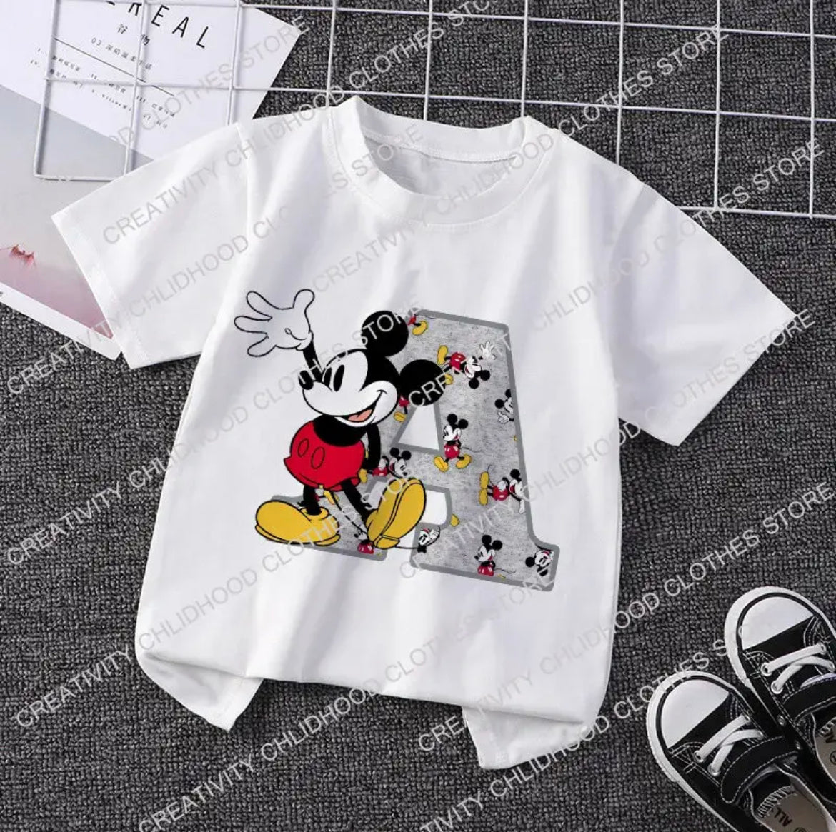 Mouse Initial T-shirt A-H