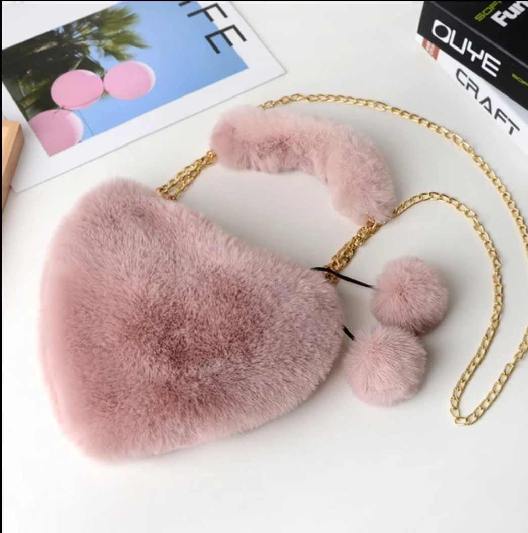 Fluffy heart bags