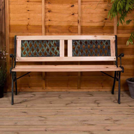 Vida Twin Cross Style 3-seater Wooden Garden Bench