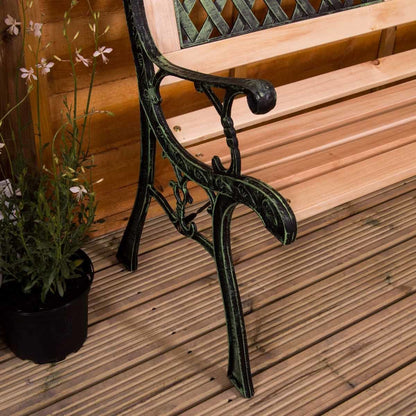 Vida Twin Cross Style 3-seater Wooden Garden Bench