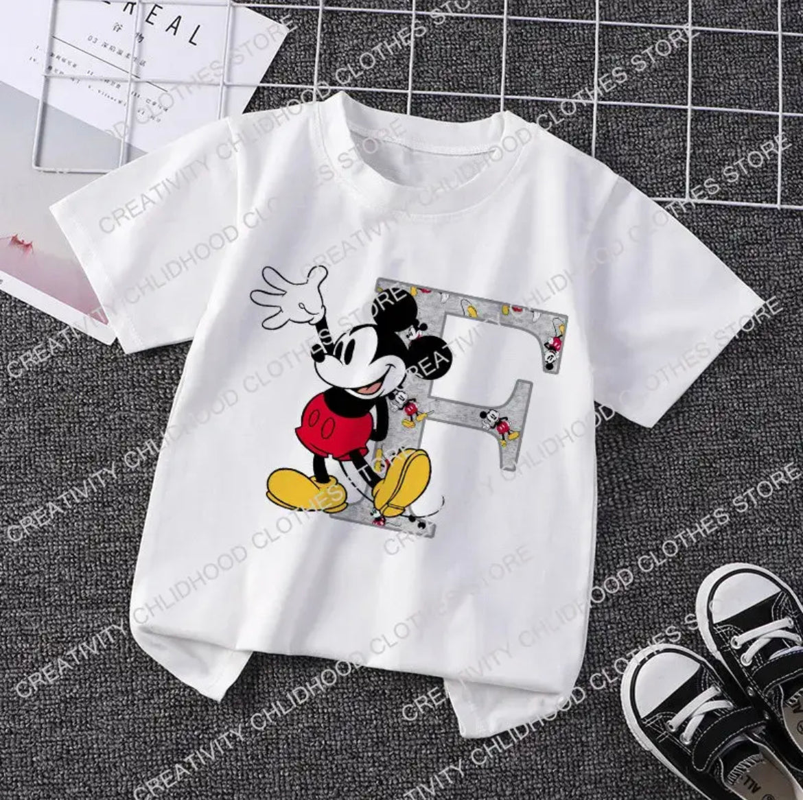 Mouse Initial T-shirt A-H