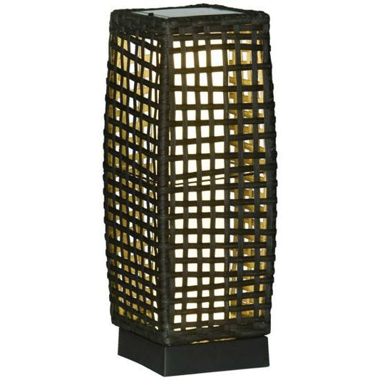 Grey Solar Powered Rattan Lantern for Outdoors