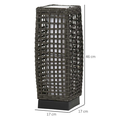 Grey Solar Powered Rattan Lantern for Outdoors