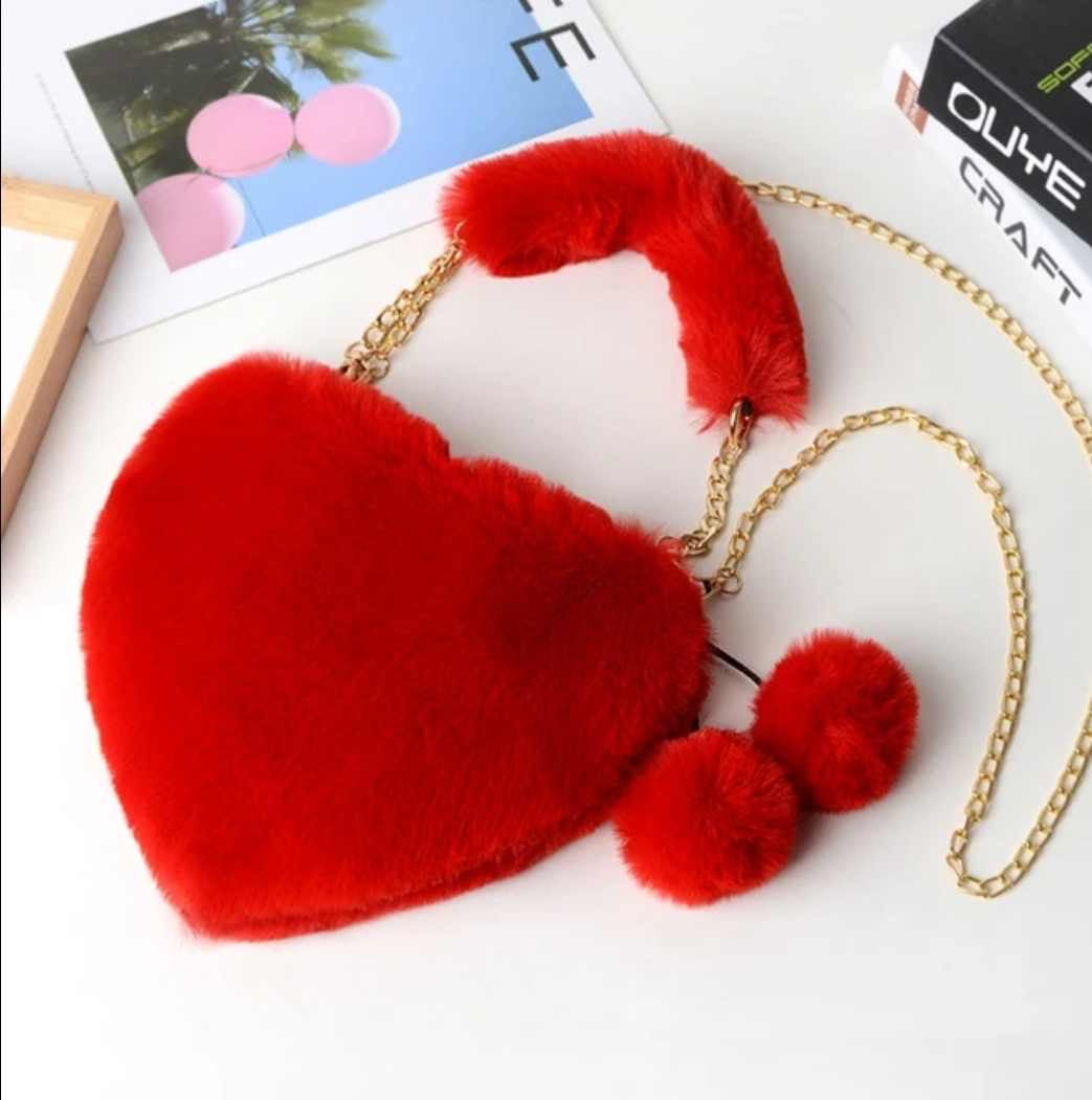 Fluffy heart bags