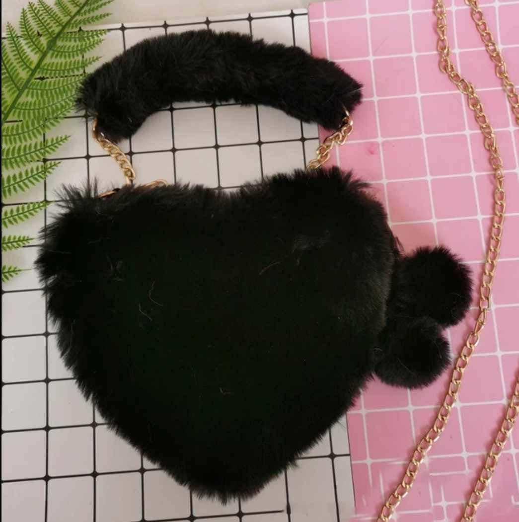 Fluffy heart bags