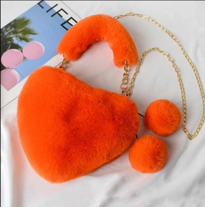 Fluffy heart bags