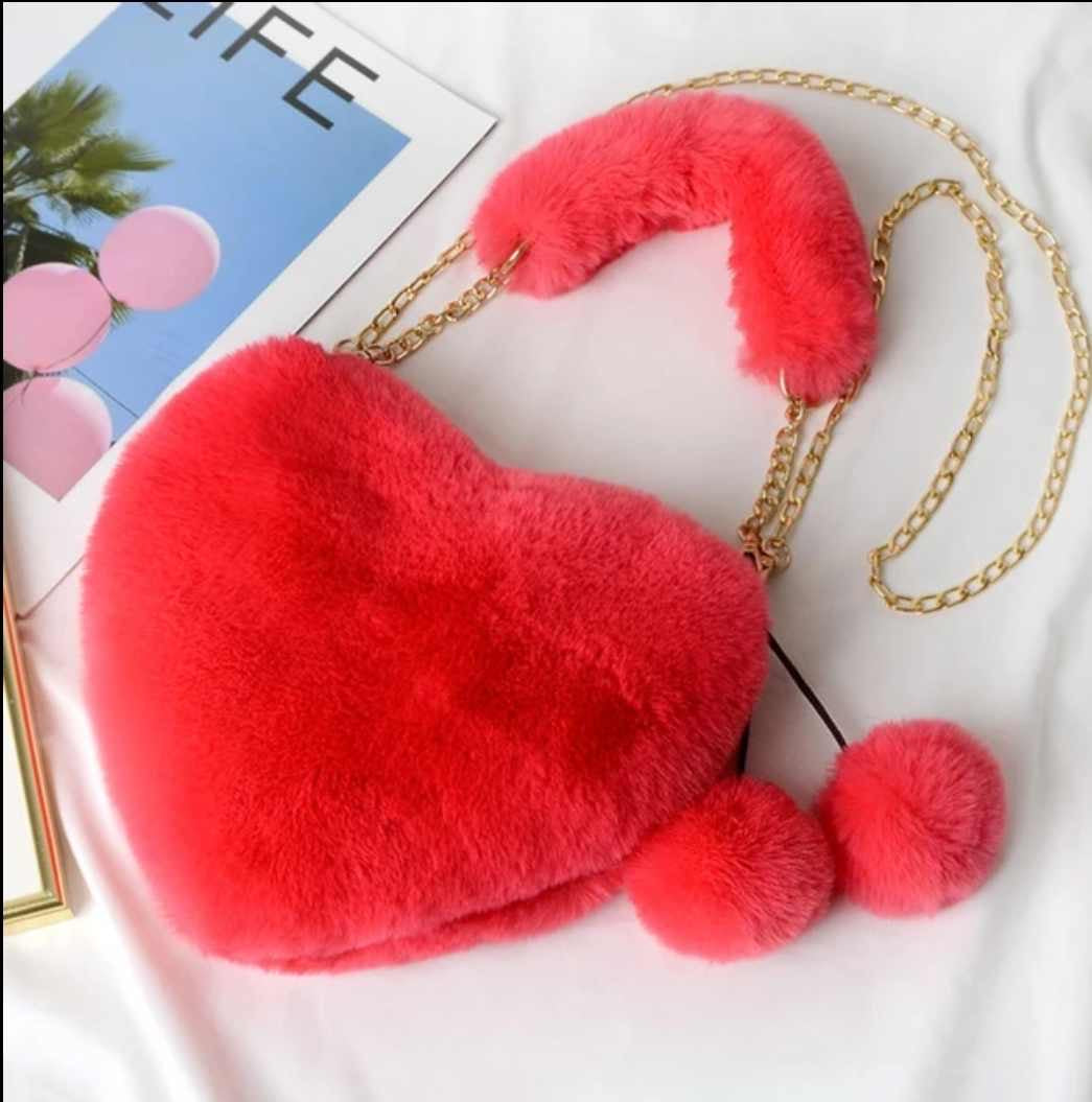 Fluffy heart bags