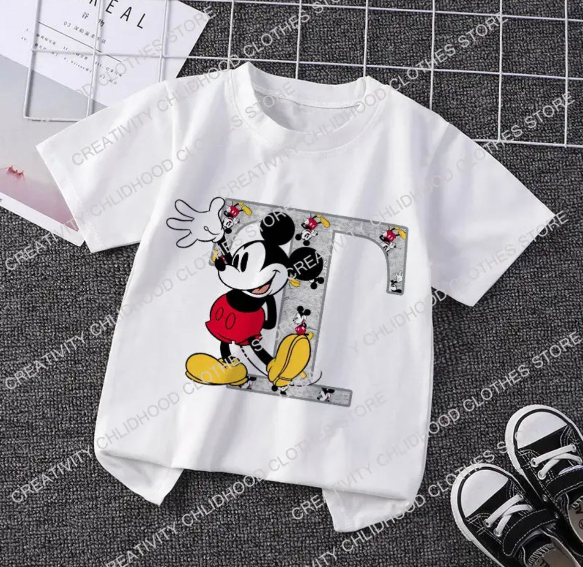 Mouse Initial T-shirt Q-W