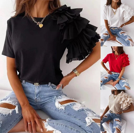 Ruffle one sleeve top