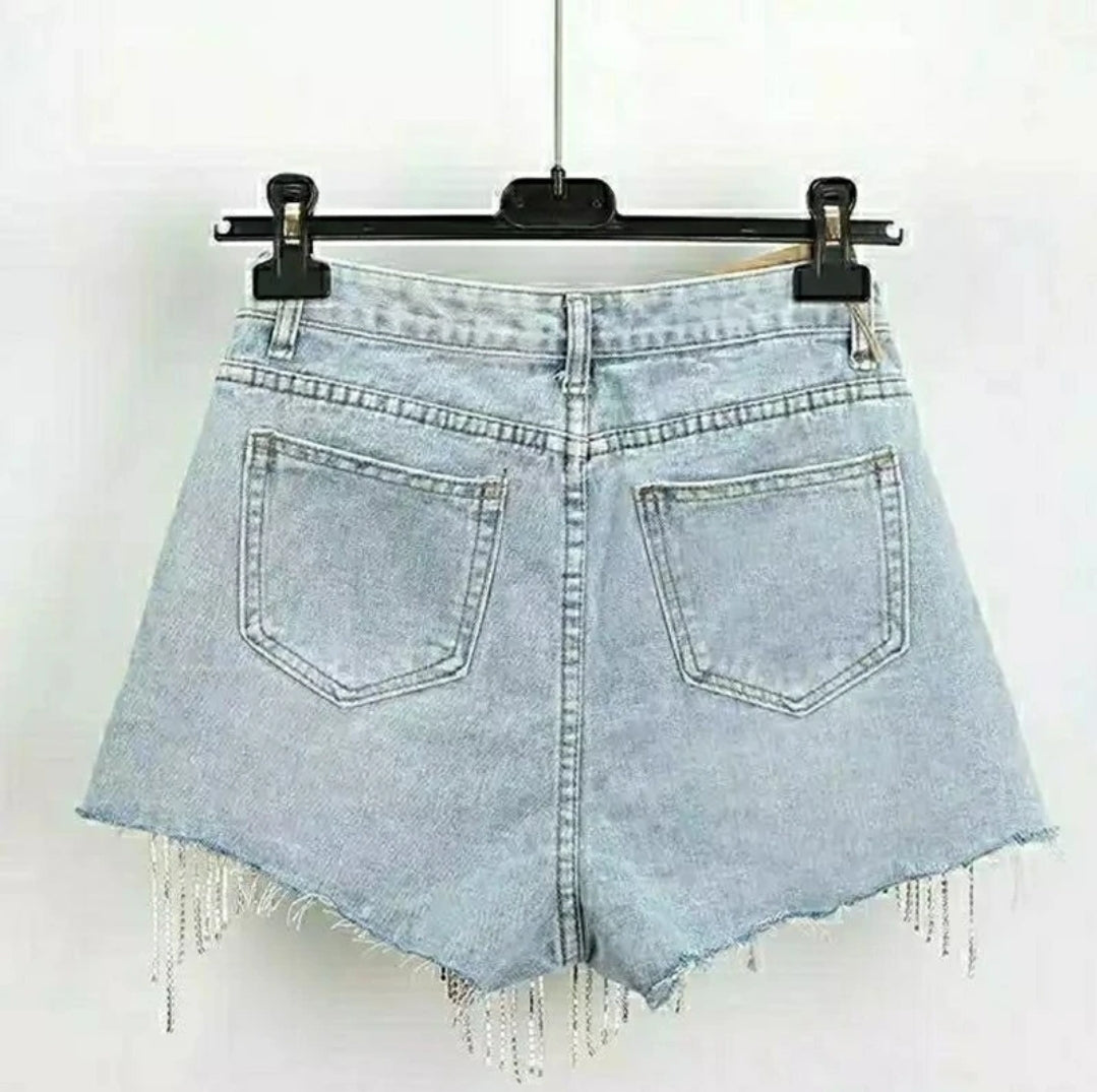 Diamond denim shorts