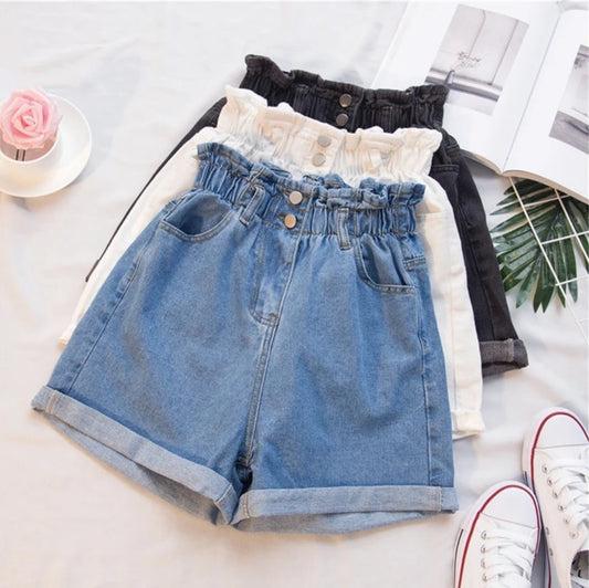 High waist denim shorts