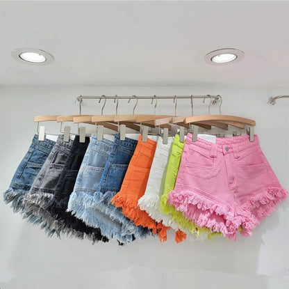 Tassle denim shorts