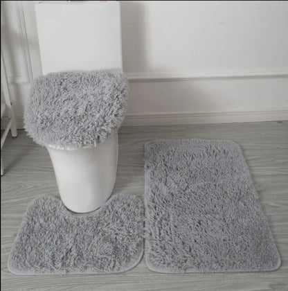 Solid colour 3pc bathroom rug set