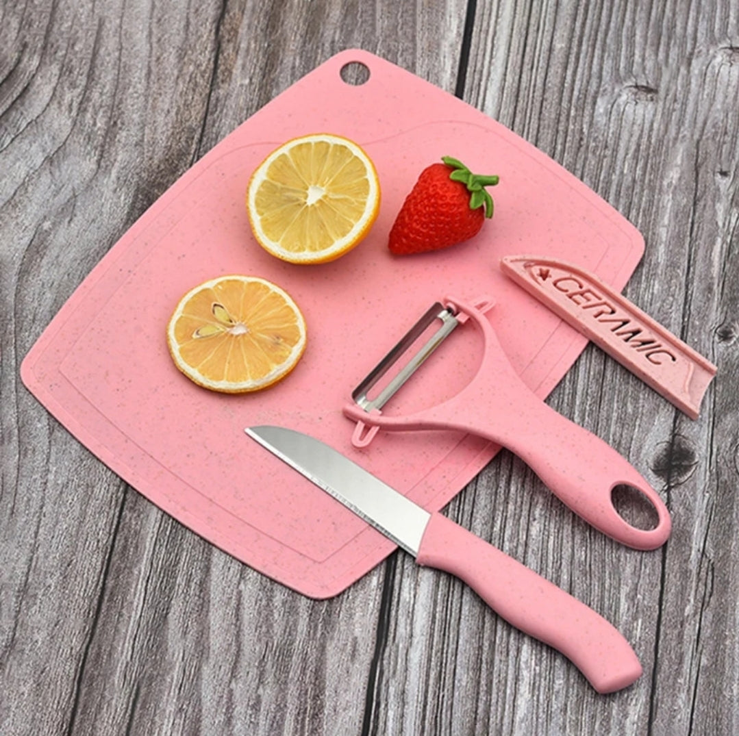 3pc set chopping board knife & peeler