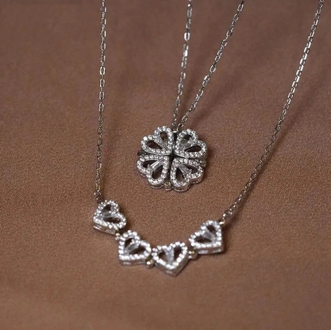 Heart clover pendant necklace