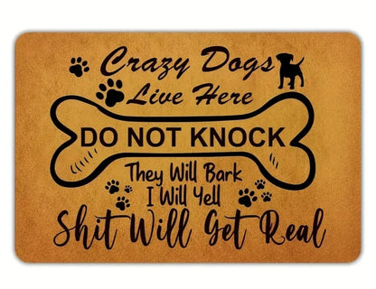 Crazy dogs door mat