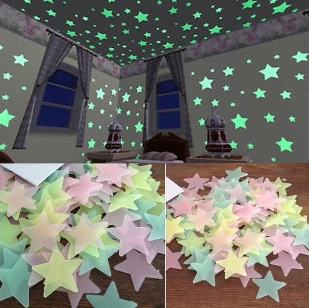 100pc glow in the dark stars wall stickers