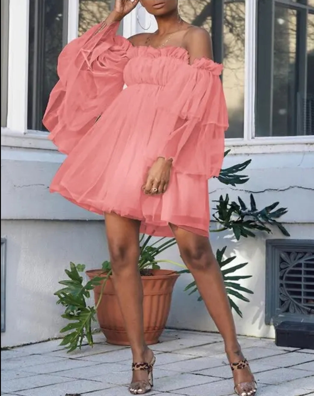 Off shoulder ruffle dress