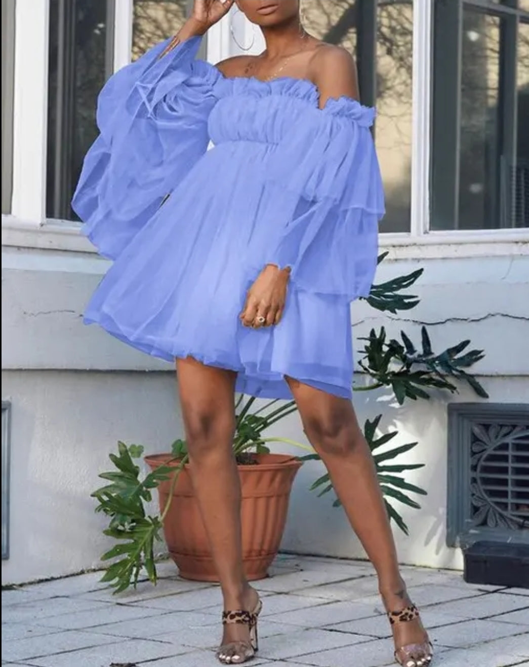 Off shoulder ruffle dress